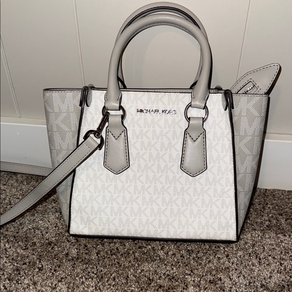 Michael Kors White and Gray Satchel